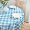 MANGATA CASA Sky Blue Gingham Round Tablecloth-2Pcs Checkered Table Cloth