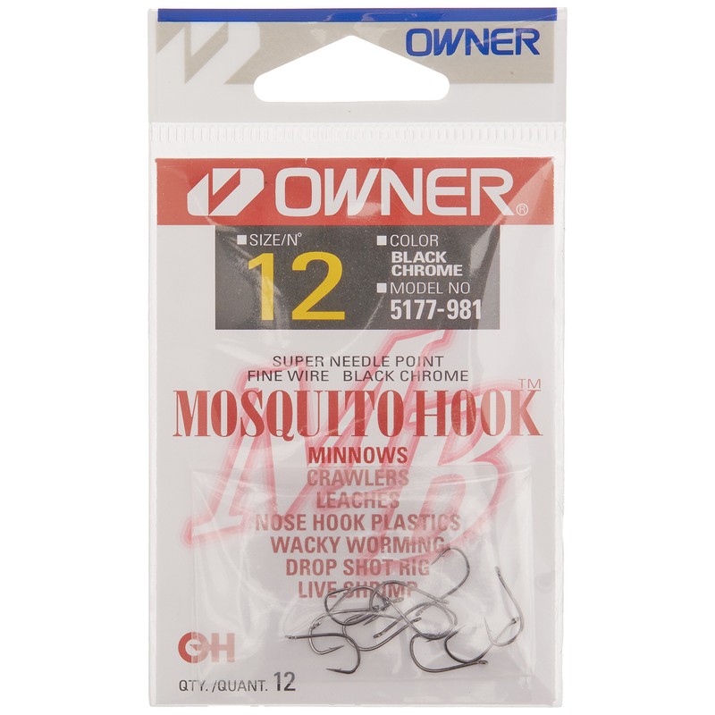 Owner American 5177-981 Mosquito Octopus Hook Size 12, Needle Point,