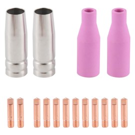 NISHZHU Mig Nozzle Set 16 Pieces AK15 for Welding Cap Tip 0.8 mm MB15 Ceramic Accessories