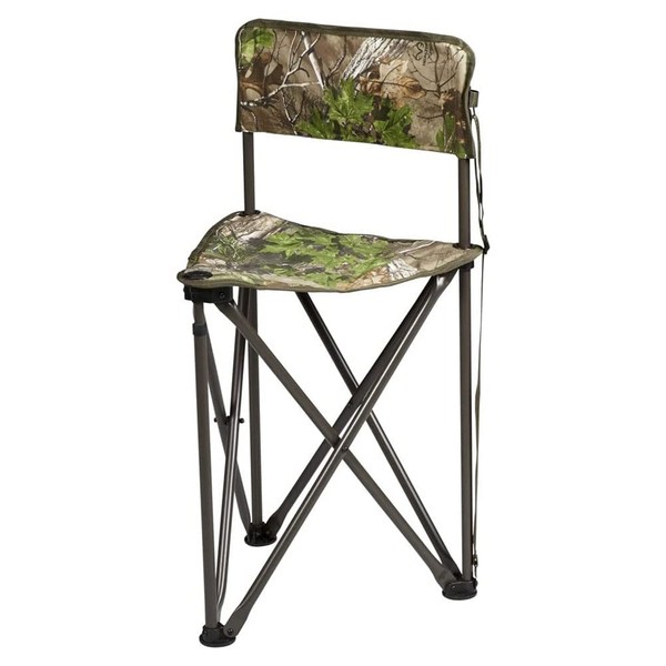 Hunters Specialties Durable Portable Collapsible Lightweight Outdoor Realtree Xtra Green Camo Chair Tri-Pod with Back & Carry Strap
