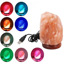 Himalayan Pink Salt 8 Colour Changing USB Salt Rock Lamp USB Natural Salt Lamp Light Glow Hand Crafted Night Light for Lighting Pink Mini Lamp Home Decoration (Pack of 1)