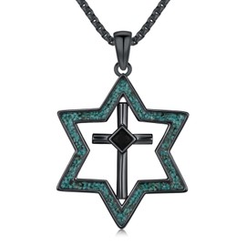 Star of David Necklace 925 Sterling Silver Turquoise Cross Necklace Jewish Jewelry Gifts for Women Men