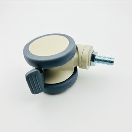 LIKERAINY Swivel 12mm Bolt Threaded Fixing Twin Caster TPR Wheels WP1202A with Brake 360 Degree General Purpose Castors Size Ø75mm Pack of 1 Piece