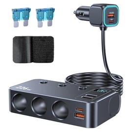 ZUKIDA 9 in 1 226W カーチャージャー 3ポート シガーソケット分岐 カーチャージャーアダプター PD/QC 3.0充電 12V/24V独立切替 DC電源アダプター QC3.0+PD高速USB充電器 iP 16/15/14、ノートパソコン、車載機器を急速充電