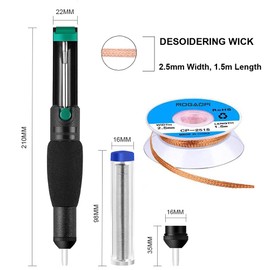 Mogaopi Desoldering Wick, Desoldering Pump, Solder Sucker, Solder Wick, 2pcs Solder Braid (2.5mm Width, 1.5m Length) Solder Wire, Replacement Tip, Desoldering Vacuum Pump Solder Removal Tool