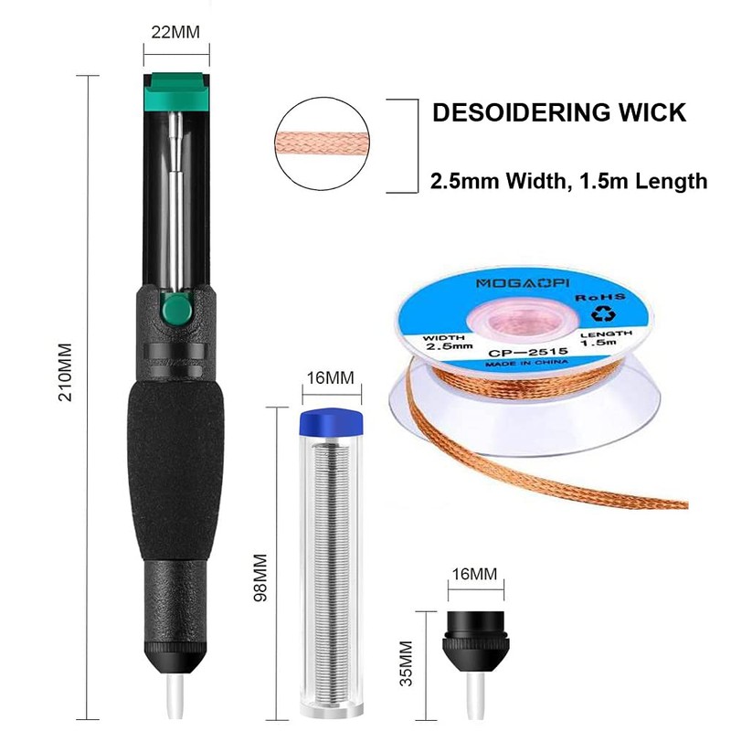 Mogaopi Desoldering Wick, Desoldering Pump, Solder Sucker, Solder Wick, 2pcs