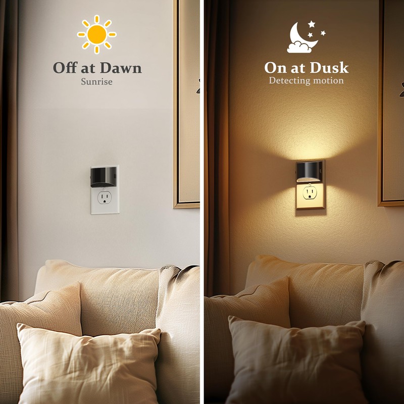 JandCase LED Night Lights Plug into Wall, 2 Pack Black