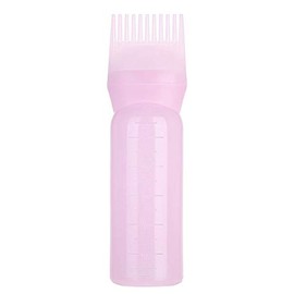 Botella aplicadora de peine de raíz, botella de tinte para el cabello de 160 ml con escala graduada, peine aplicador de cepillo para polvo profesional, herramienta de peinado para colorear (rosa)