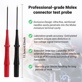ZIBOO RCT2 Micro-Pin Probe Tips Set: 0.8mm Gold-Plated Test Leads for Molex/JST Connectors | PCB & ECU Circuit Testing | Compatible with ADK7 ADLS2 Kit