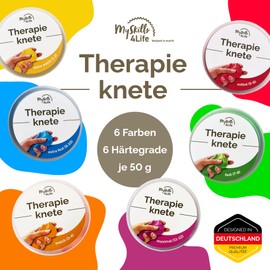 Premium Therapy Putty - Set of 6 | Vegan, Residue-Free, Odourless | 6 Different Colours and Hardness Levels | for More Relaxation, Concentration and Strength (Set of 6, Mix)