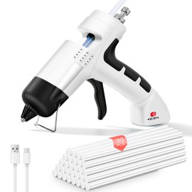 Cordless Hot Glue Gun, 20W Cordless Full Size Glue Gun with 2600mAh Type-C Rechargeable, 90S Fast Heating Glue Gun and Sticks Set with 30 PCS Glue Sticks for Crafts,DIY, School Projects,Home Repair