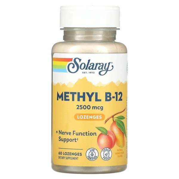 High Potency Methyl B-12 Natural Mango Peach 2500mcg 60 lozenges / 하이포텐시 메틸 B-12 내추럴 망고 복숭아 2500mcg 사탕 60개