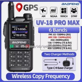 BaoFeng UV18 Pro Max GPS Air Band Walkie Talkie NOAA Type-C Long Range Ham Radio