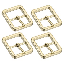QUARKZMAN Metal Roller Buckle, 4 Pieces 0.75 Inch Single Needle Belt Buckle with Square Center Bar for Leather Craft Accessories, Gold, gold