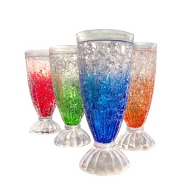 Lily's Home 12oz set of 4Insulated Double Wall Gel-Filled Acrylic Plastic Frosted Freezer Milkshake Glasses. Ideal for Root Beer Float, Smoothies and Ice Cream Soda