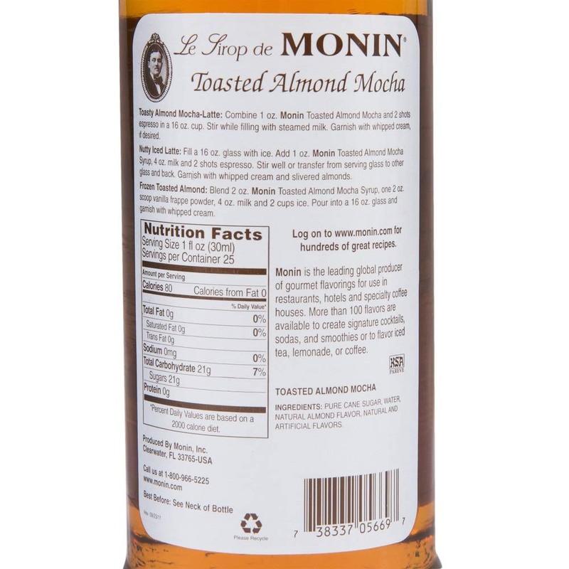 Monin Toasted Almond Mocha Syrup 750ML