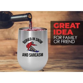 Snowboarding Silver Edition Wine Tumbler 12oz - Buried in snow - Ski Snowboard Goggles Snowboarder Skiing Snowboarding Gift Skiers Hiking Mountain