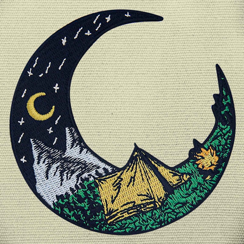 Camping On the Moon Patch Embroidered Applique Badge Iron On
