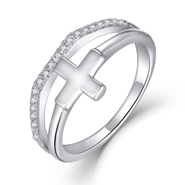 Starchenie Cross Ring 925 Sterling Silver Women Ring for Mom