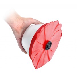 Charles Viancin - Poppy Pop Silicone Lid for Food Storage - 8''/20cm - Airtight Seal on Any Smooth Rim Surface - BPA-Free - Freezer, Refrigerator and Dishwasher Safe - Red Scarlet