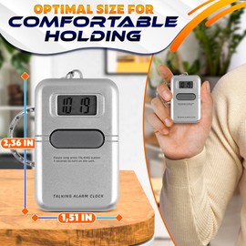 Talking Alarm Clock Keychain – Easy to Use Talking Watch for Blind and Elderly with LCD Display, Built-in Alarm, Compact & Portable – Voice Announcement Feature, Clear Sound | Gifts for Blind People