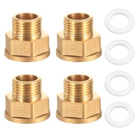 Reducer 3/4 Inch to 1/2 Inch Adapter, Brass Reducer 3/4 Inch to 1/2 Inch (Outer x Inner), Reducing Extension Male / Female Thread, for Conversion of Pipe Connections (1/2 x 3/4) Pack of 2