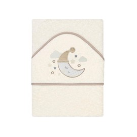 various 100% Cotton Hooded Terry Towelling Bath Towel 100cm x 100cm Hooded Bath Towel Toddler Soft Absorbent Moon Design Beige