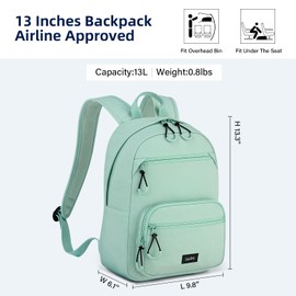 HanTrip Carry On Travel Backpack For Men Women, 13 Inch Small Mini Work Bag Personal Item Backpacks, Camping Back Pack Lightweight Hiking Daypack For Office Nurse Commuter (Cyan)