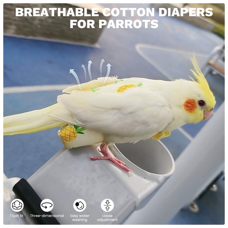 QBLEEV Bird Diaper Flight Suite, Reusable Parrot Nappy Cockatiel Clothes