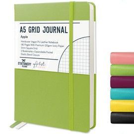 STATIONERY ISLAND Notebook A5 Squared Journal Hardcover with 120 g/m² Thick Paper, 180 Pages Diary, Notebook A5 for Girls, Travel Journal, Planning, Learning, Writing