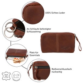 Gusti Key Bag Leather Butler Vegetable Tanned Key Case Key Case Key Case for Men and Women Brown Leather, brown, Retro