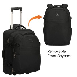Hynes Eagle 2 in 1 Carry-on Trolley Luggage Suitcase Detachable Compact Business Backpack - Black