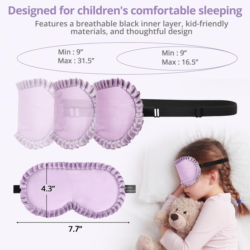 Kids Sleep Mask, 100% Real Mulberry Silk Eye Mask, Sleeping
