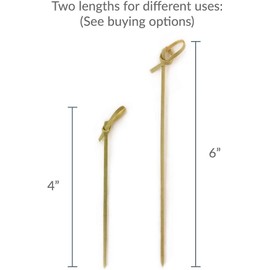 JapanBargain 1596x2, Bamboo Cocktail Picks Skewers for Appetizer Snack Sandwich Finger Food Tapas Fruit Kabob BBQ Hors D'oeuvre Twisted End Knotted Bamboo Sticks, 4 inch, 100pcs