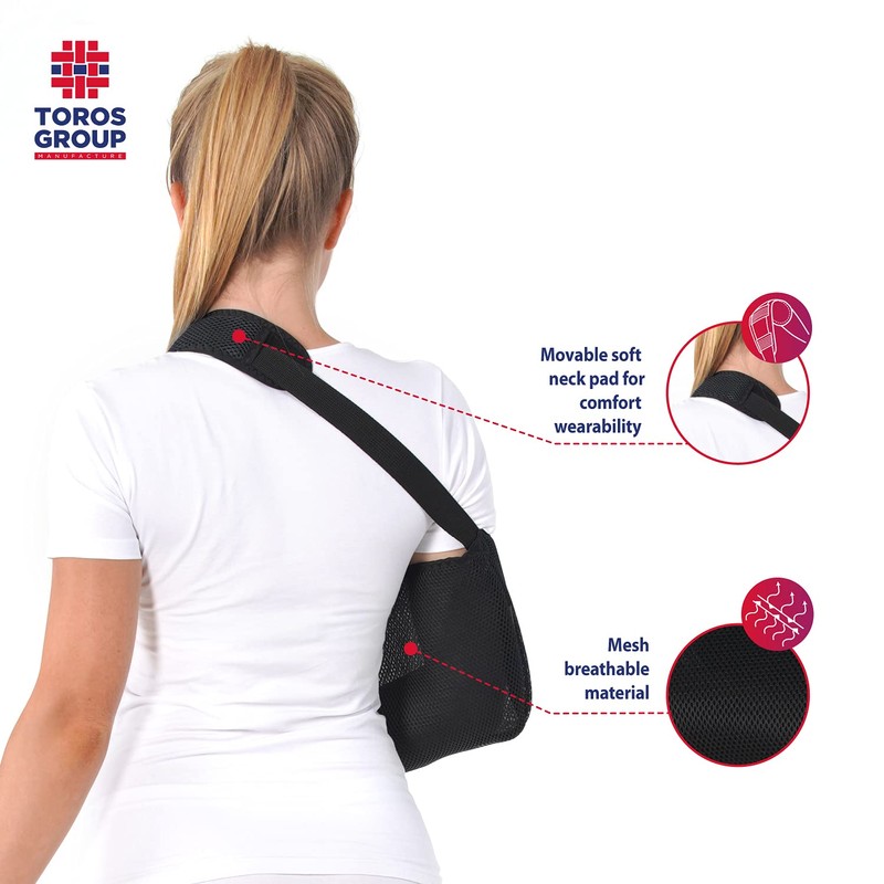 TOROS-GROUP Breathable Arm Sling with Soft Padded Shoulder Strap -
