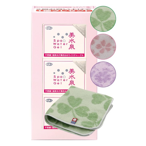 Azuma Shoji Spa Water Gel Bisuizumi Travel Beauty Skin All-in-One Gel, 2.8 oz (80 g) x 3 Pieces Set [Imabari Towel Handkerchief] (Flower Pattern)