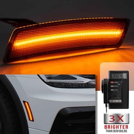NJSBYL LED Front Side Marker Lamps Replacement for 2012-2019 VW Volkswagen Beetle & 2018-2022 VW Volkswagen Ti-guan Amber LED Turn Signal Lights Kits Smoked Lens Sidemarker Lamps