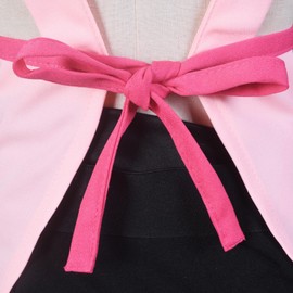 Cute Girls Kids Toddler Cartoom Cat Embroidered Apron Cotton Children Apron Chef Kitchen Cooking Baking Apron for Kids 2-4 Years Old (Pink)