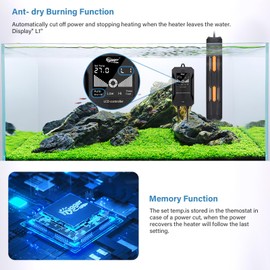 hygger Aquarium Heater, 500 W Temperature Adjustable Heater for Aquariums, Aquarium Heating Rod with External Digital Display, LCD Controller for 250-343L Your Freshwater or Saltwater Aquarium Fish