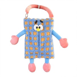 AIMALL Cute Monster Stripe Plaid Car Tissue Holder, Plush Backseat Hanging Dispenser, Car Accessories Storage Solution