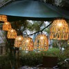 YeahBoom Led Solar Lichterkette Aussen,Led Solar Rattankugel Lampion,Solar Lichterkette Aussen,Lichterkette