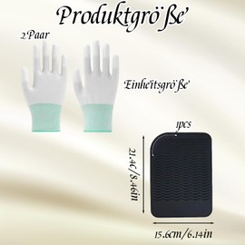 ZexJpr Hitzehandschuh Lockenstab, Handschuh Für Lockenstab Und Glätteisen, 3-teiliges Set Mit Hitzebeständigen Und Untersetzer, Geeignet Für Curly Haar, Geeignet für Kosmetikshops