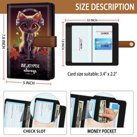 Aatacas Business Card Organizer Book for Women & Men, Unisex PU Leather Portable Business Card Book Holder, Credit Card Organizer Binder 96 Card Slots (Up to 192 Business Cards) (O)