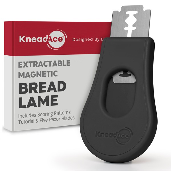 KNEADACE Extractable & Magnetic Bread Lame Dough Scoring Tool - Professional Sourdough scoring tool for Sourdough Bread baking & Bread Making Tools - Scoring Patterns booklet & 5 Razor Blades