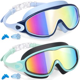CharmeFleur 2 Pack Swimming Goggles for Children 3 15 Years UV Protection Anti-Fog Pool Water Swimming Goggles for Boys Girls Teenagers