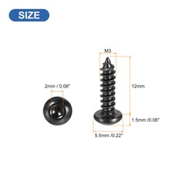 uxcell Hex Socket Self Tapping Screws, M3 x 12mm Carbon Steel Wood Screw 50pcs