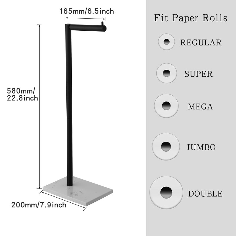 JOMANDAN 304 Stainless Steel Freestanding Toilet Paper Holder with Marble