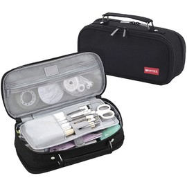 EULANT Pencil Case Teenager Girls, Large Pencil Case with 3 Compartments, Pencil Case Boys Case School Pencil Case for School and Office, Black