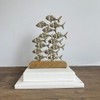 pf+a Decorative Metal Fish Sculpture on Wooden Base, Silver, 21