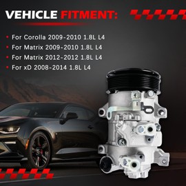 Autodevil AC Compressor Fit for Corolla 2009-2010 1.8L L4, Matrix 2009-2010, Matrix 2012-2012, xD 2008-2014, A/C Air Conditioning Compressors with Clutch Replace for 8831002370, 8831002450